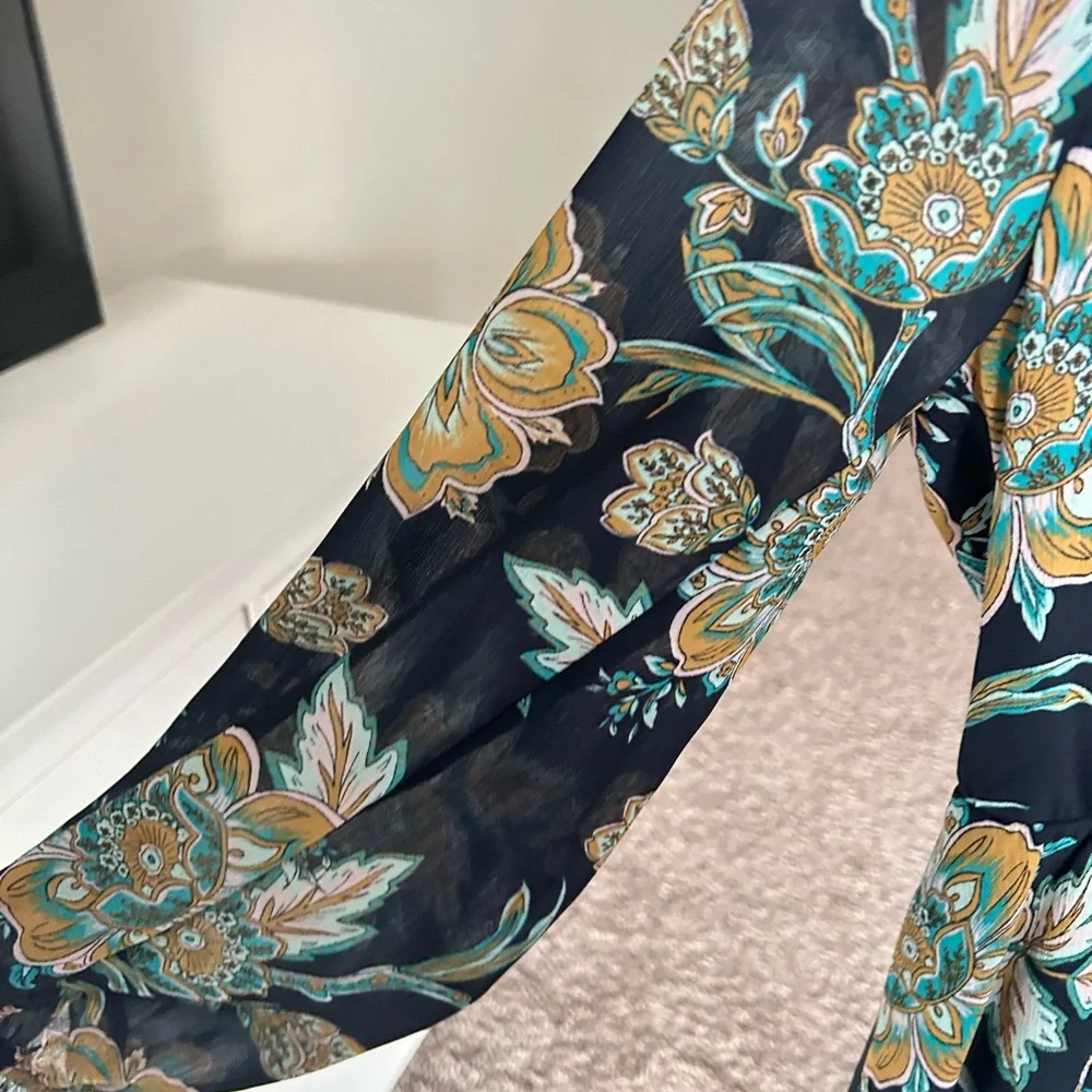 J.Crew Floral Navy Long Sleeve Dress